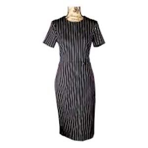 Banana Republic Dress Vintage Black and Tan Pin Stripe size 2 Faux Front Pocket